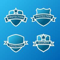 scudo con nastro logo collezione. adatto per sicurezza e sicurezza logo. scudo distintivo logo modello. vettore