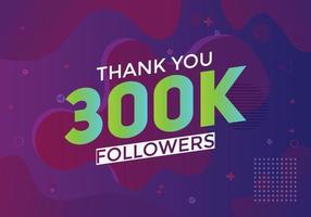 300k follower grazie colorato modello di celebrazione social media 300000 follower banner di successo vettore