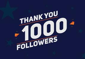 1k follower grazie modello di celebrazione colorato social media banner di raggiungimento di 1000 follower vettore