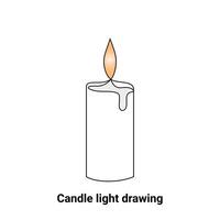 continuo linea singola candela disegno e una linea ardente fuoco candela schema arte illustrazione vettore