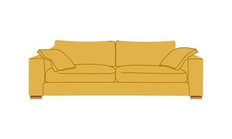 giallo divano nel retrò stile. un' moderno collezione di scandinavo imbottito arredamento. piatto illustrazione vettore