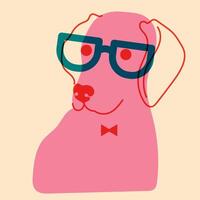 cane, cucciolo nel occhiali. avatar, distintivo, manifesto, logo modelli, Stampa. illustrazione nel un' minimalista stile con riso Stampa effetto. piatto cartone animato stile vettore