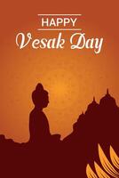 piatto Vesak giorno illustrazione Festival celebrazione e Vesak giorno bandiera vettore