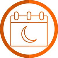 Luna calendario linea arancia cerchio icona vettore
