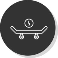 skateboard linea grigio cerchio icona vettore