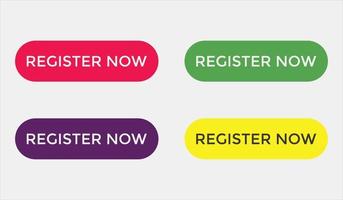 colorato registrati ora pulsante web di testo set di icone registrati ora per il sito web vettore