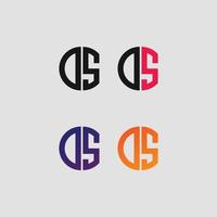 ds lettera logo modello vettoriale creativo forma moderna colorato monogramma cerchio logo logo azienda logo griglia