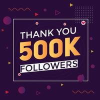 500k follower grazie al modello di celebrazione colorato successo dei follower sui social media vettore