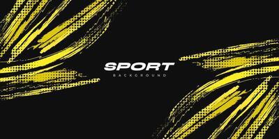 astratto nero e giallo sporco grunge sfondo con mezzitoni effetto. gli sport sfondo con spazzola ictus illustrazione vettore