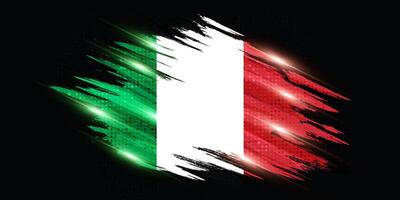 Italia bandiera nel spazzola dipingere stile con mezzitoni effetto. nazionale bandiera di Italia con grunge spazzola concetto vettore
