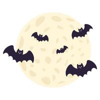 pieno Luna con pipistrelli. Halloween illustrazione vettore