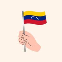 cartone animato mano Tenere venezuelano bandiera, isolato design. vettore