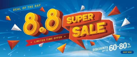 8.8 shopping giorno super vendita bandiera modello design speciale offrire sconto. vettore