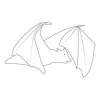 continuo singolo linea arte disegno di carino volante pipistrello per schema vettore