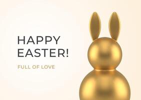 contento Pasqua d'oro metallico coniglio giocattolo 3d saluto carta design modello realistico vettore