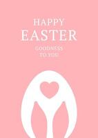 contento Pasqua Vintage ▾ saluto carta coniglio lungo orecchie pollo uovo con cuore romantico design modello vettore