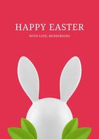 contento Pasqua coniglio fronzolo lungo orecchie fogliame 3d saluto carta design modello realistico vettore