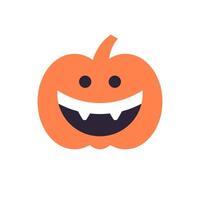 divertente zucca vampiro carino Halloween bambini personaggio emoticon icona piatto illustrazione vettore