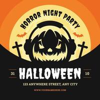 Halloween orrore notte festa saluto carta sociale media inviare design modello piatto vettore