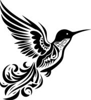 colibrì - nero e bianca isolato icona - illustrazione vettore
