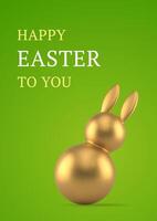contento Pasqua 3d saluto carta d'oro coniglio fronzolo vacanza celebrare design modello realistico illustrazione. vettore