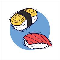 giapponese Sushi cibo icona mano disegnato vettore