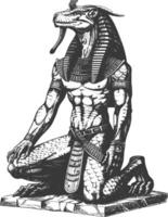 Faraone maschio il Egitto mitico creatura Immagine utilizzando vecchio incisione stile vettore