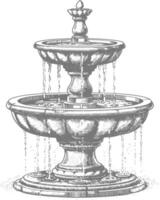 acqua Fontana o acqua bene Immagine utilizzando vecchio incisione stile vettore
