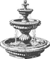 acqua Fontana o acqua bene Immagine utilizzando vecchio incisione stile vettore