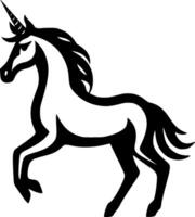 unicorno, nero e bianca illustrazione vettore