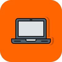 il computer portatile computer pieno arancia sfondo icona vettore