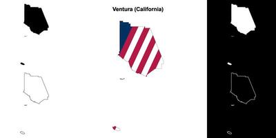 ventura contea, California schema carta geografica impostato vettore