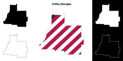 caffè contea, Georgia schema carta geografica impostato vettore