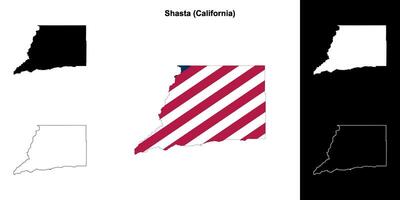 shasta contea, California schema carta geografica impostato vettore