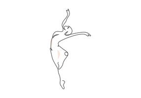 continuo uno linea disegno di donna bellezza balletto ballerino nel eleganza movimento premio illustrazione vettore