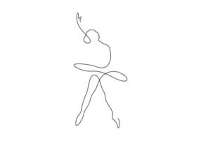 continuo uno linea disegno di donna bellezza balletto ballerino nel eleganza movimento premio illustrazione vettore