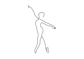 continuo uno linea disegno di donna bellezza balletto ballerino nel eleganza movimento premio illustrazione vettore
