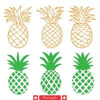 soleggiato diletto incantevole ananas silhouette per luminosa abilità artistica vettore