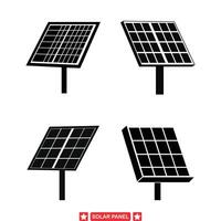 solare energia silhouette fascio vario disegni raffigurante solare pannello installazioni e alternativa energia fonti vettore