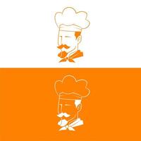 capo cuoco baffi logo concetto logo vettore