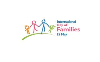 internazionale giorno di famiglie classificazione 15 Maggio internazionale giorno di famiglie azione illustrazione famiglia giorno. contento internazionale giorno per famiglie. carino coppia con bambini, padre e madre in esecuzione vettore