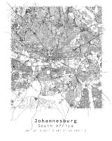 Johannesburg, sud Africa urbano dettaglio strade strade carta geografica vettore