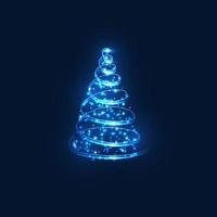 albero di Natale magico incandescente. luci blu scintillanti meravigliose. buon natale e felice anno nuovo 2022. illustrazione vettoriale. vettore