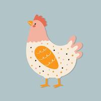 adorabile illustrazione di un' pollo su un' turchese sfondo vettore