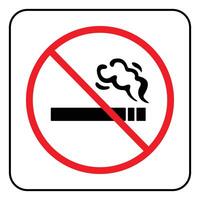 no fumo la zona cartello età regola con rosso attraversare avvertimento cerchio. sigaretta Fumo non permesso illustrazione silhouette manifesto isolato su bianca piazza sfondo. vettore