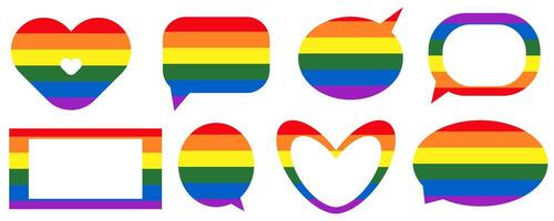 un' impostato di lgbt adesivi e incontro bolle. arcobaleno elementi LGBTQ impostare. un' simbolo di il orgoglioso lgbt Comunità. vettore