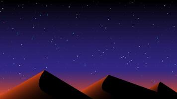 montagne o sabbia dune su il sfondo di il stellato cielo vettore