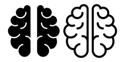 cervello icona, cartello, o simbolo nel glifo e linea stile isolato su trasparente sfondo. illustrazione vettore