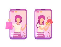 vivere commercio shopping su smartphone impostato illustrazione vettore