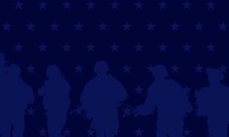 memoriale giorno sfondo modello. Stati Uniti d'America esercito silhouette, copia spazio per testo. illustrazione vettore